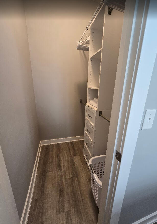 Closet organizer, hangers, rolling laundry cart